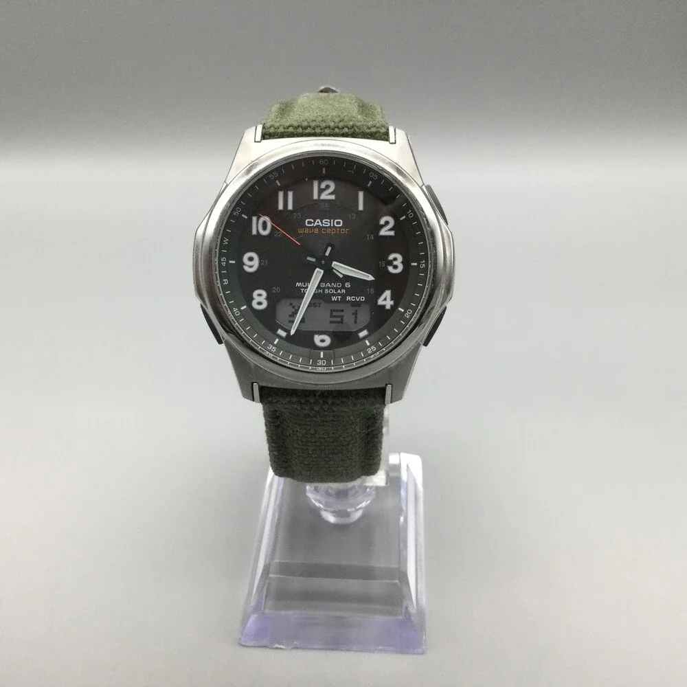 Casio Wave Ceptor Mens Watch 42mm Canvas Tough Solar 5161 WVA-M630 Multi Band